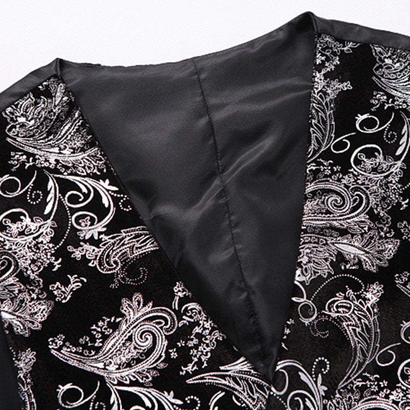 Men's Metallic Printed Gray Vest