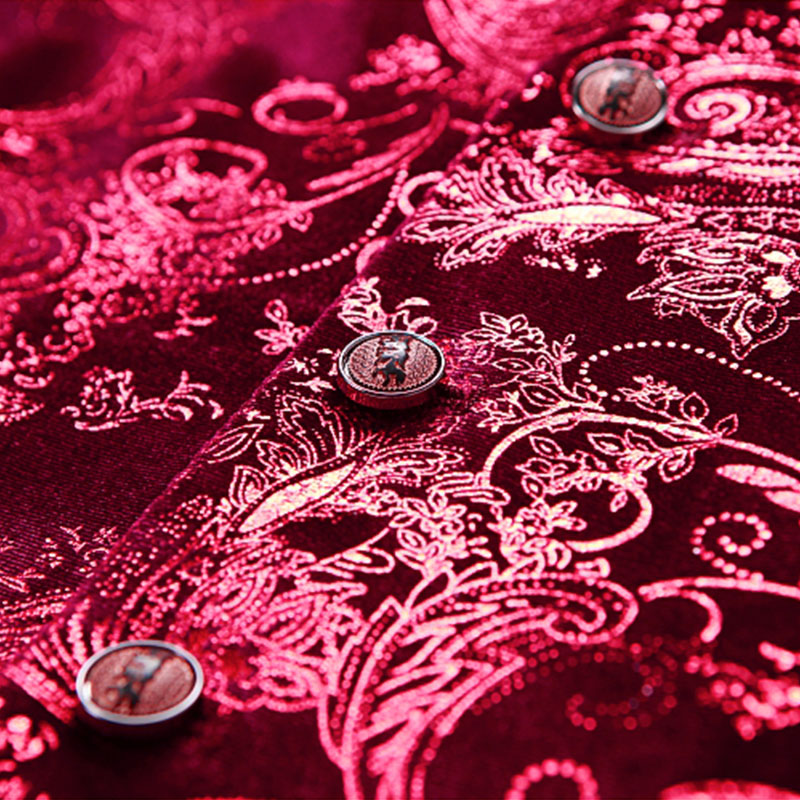 Men's Metallic Printed Vest Red