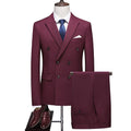 Men’s 3-Piece Double-breasted Classic Business Burgundy Suit