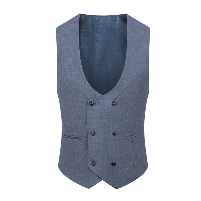 Men's 3-Piece One Button Fashionable Plaid Grayish Blue Suit