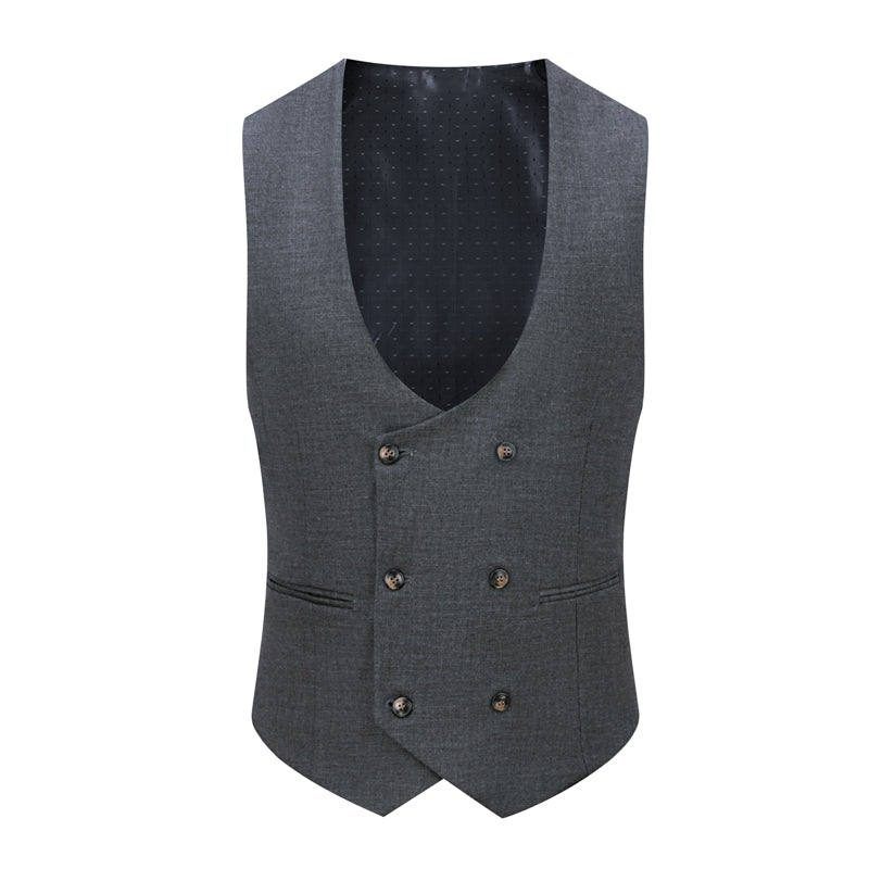 Men's 3-Piece One Button Fashionable Plaid Gray Suit