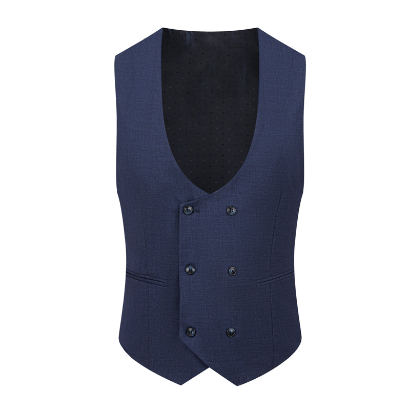 Men's 3-Piece One Button Fashionable Plaid Navy Suit