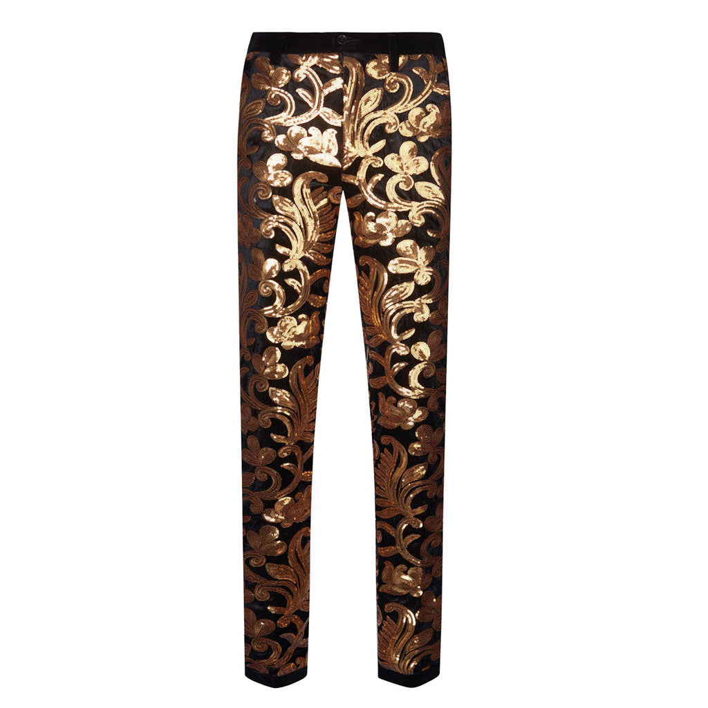 【Combination Special 】Men's Shiny Luxury Embroidery Pants Gold