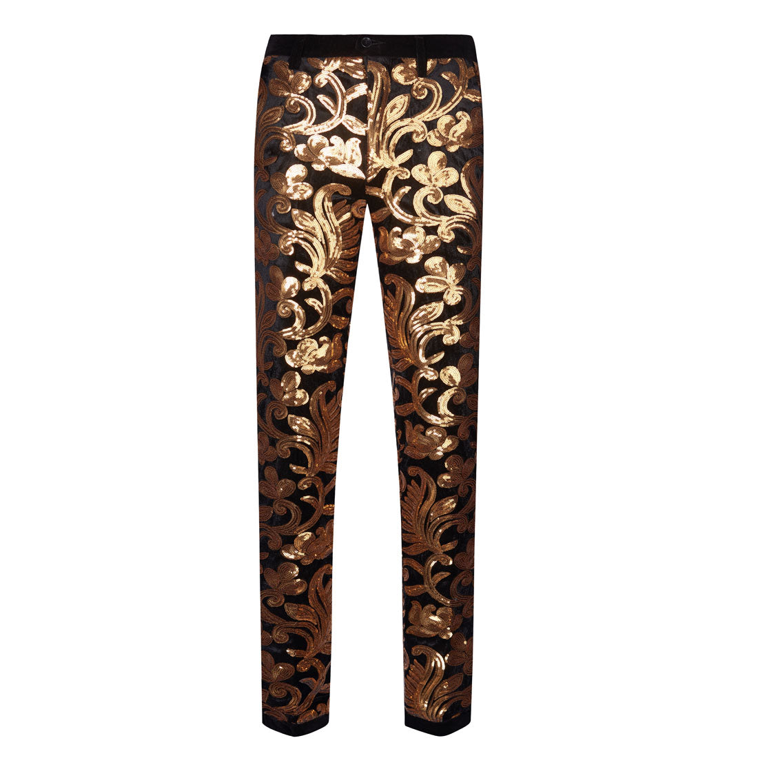Men's Shiny Luxury Embroidery Pants Gold