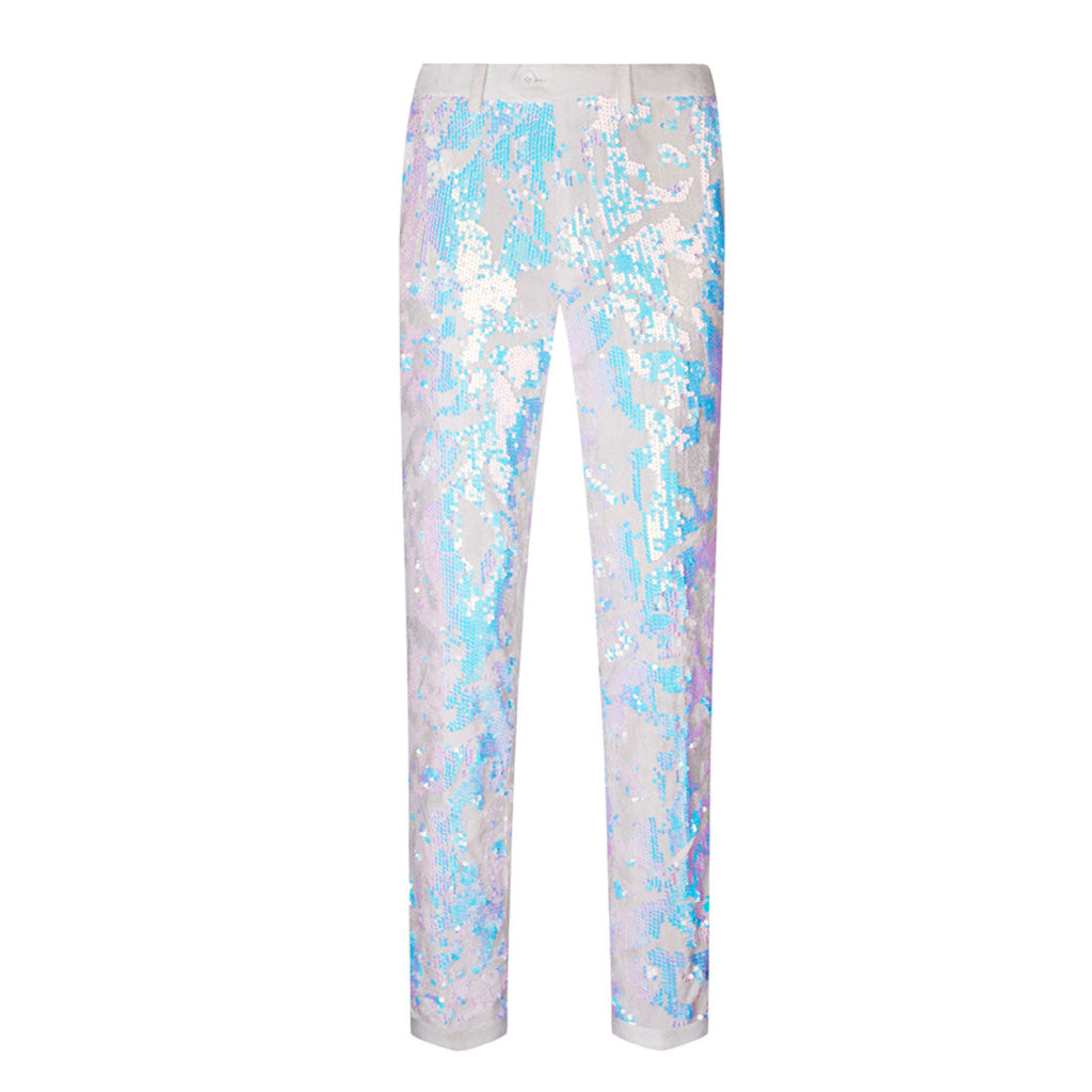 Men's Fashion Sequin White Pants