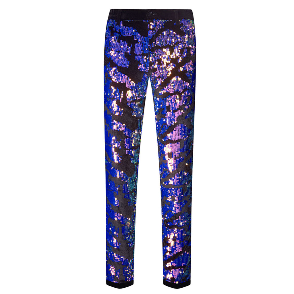 Men's Shiny Luxury Embroidery Pants Purple