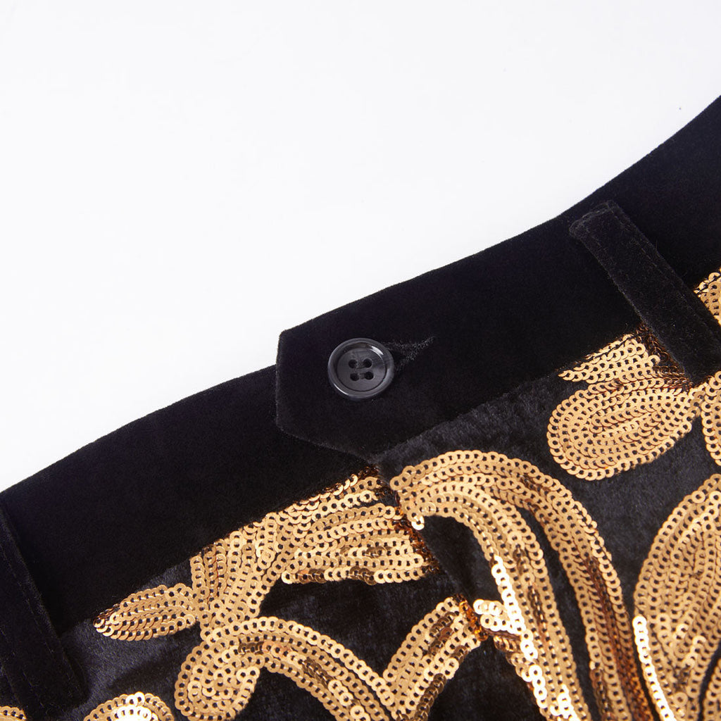 【Combination Special 】Men's Shiny Luxury Embroidery Pants Gold