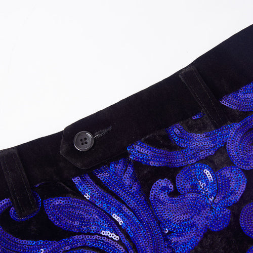 Men's Shiny Luxury Embroidery Pants Blue