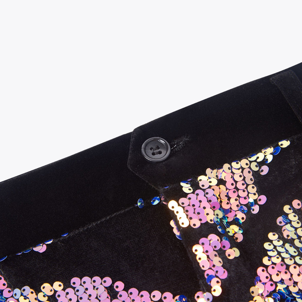 Men's Shiny Luxury Embroidery Pants Purple