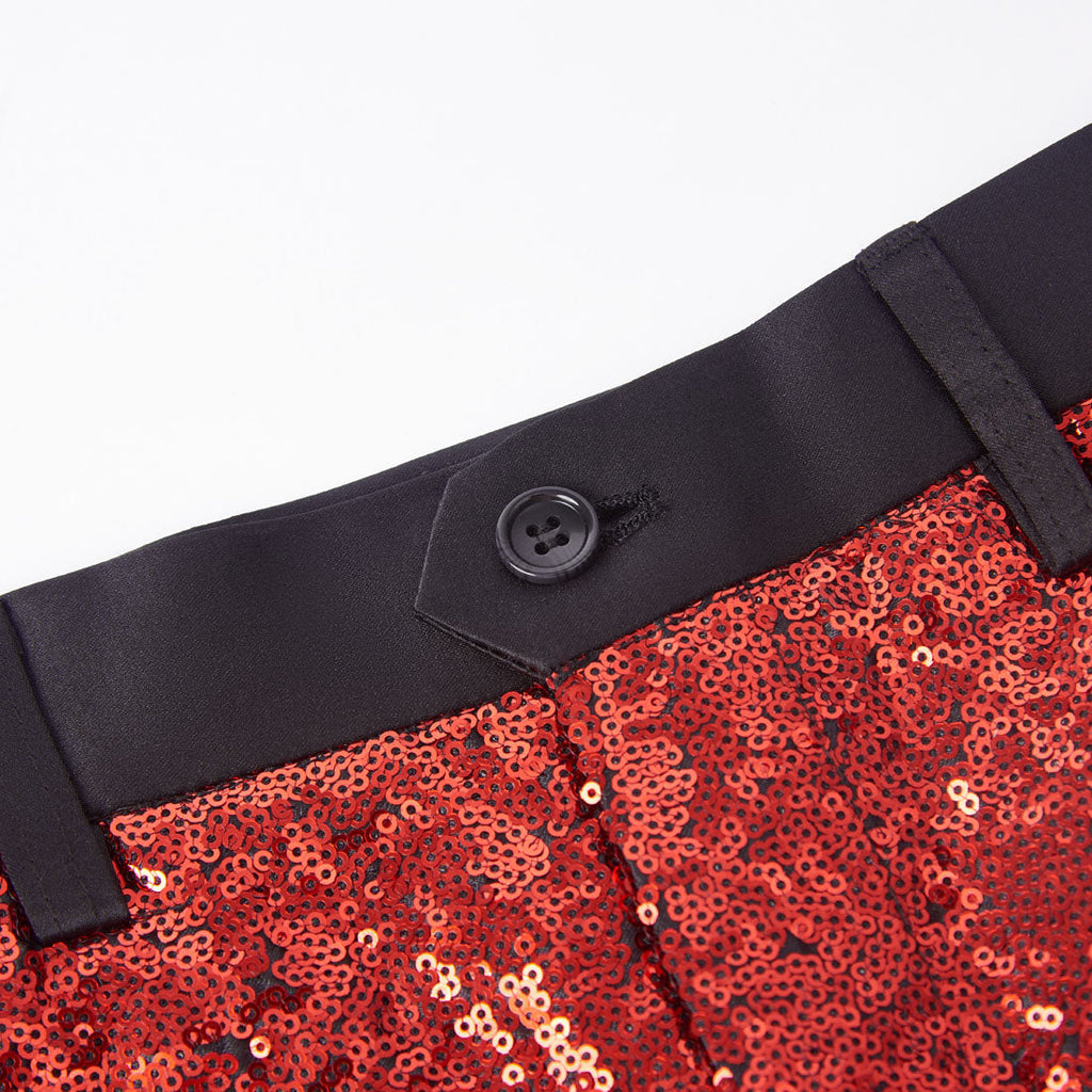 Men's Shiny Luxury Embroidery Pants Red Gold