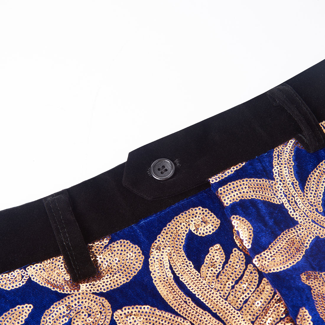 Men's Shiny Luxury Embroidery Pants Gold Blue