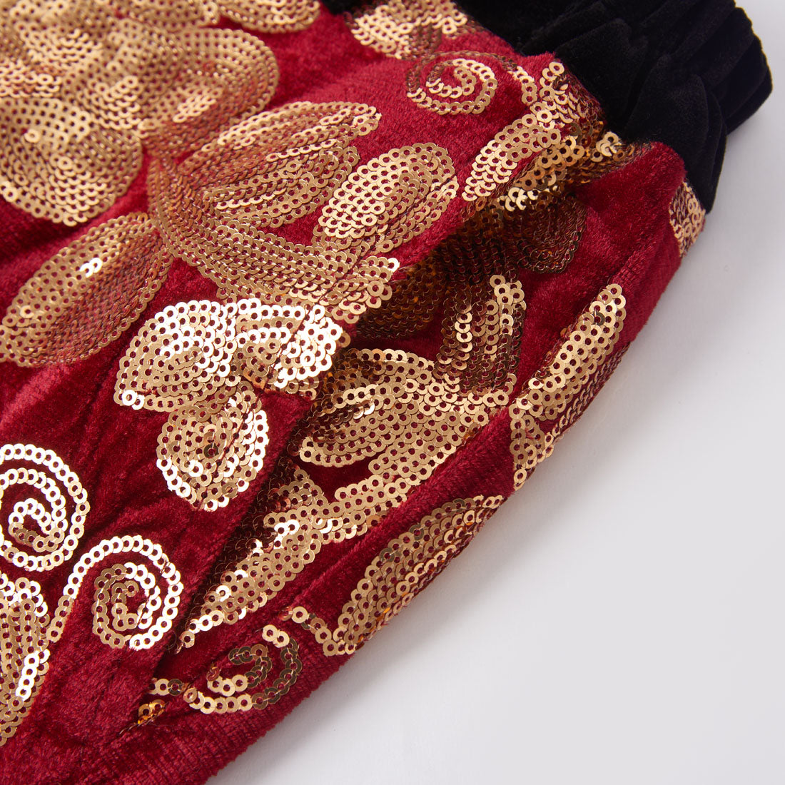 Men's Shiny Luxury Embroidery Pants Gold Red