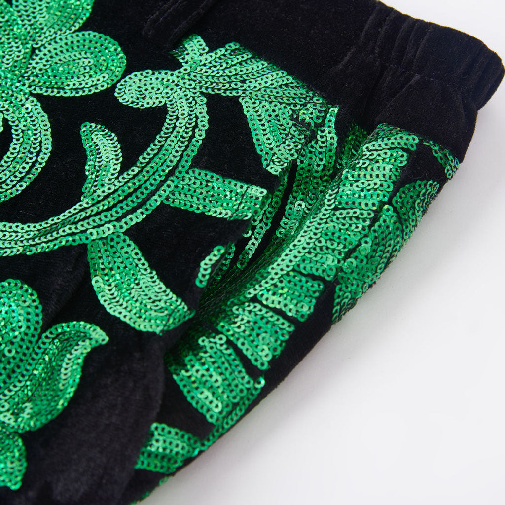 Men's Shiny Luxury Embroidery Pants Green