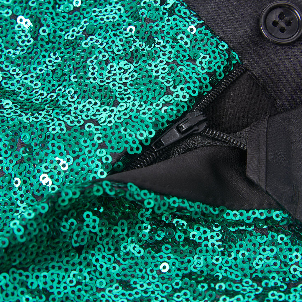 Men's Shiny Luxury Embroidery Pants Green Gold