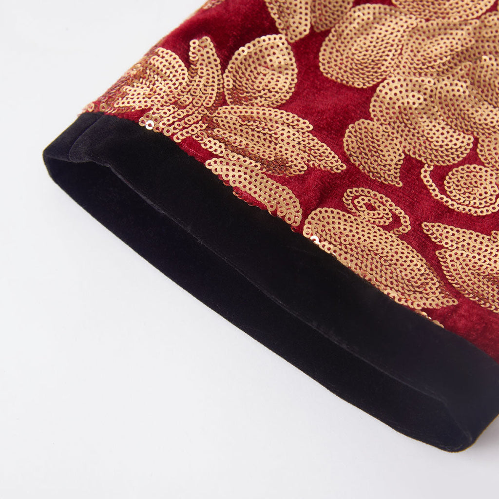 Men's Shiny Luxury Embroidery Pants Gold Red