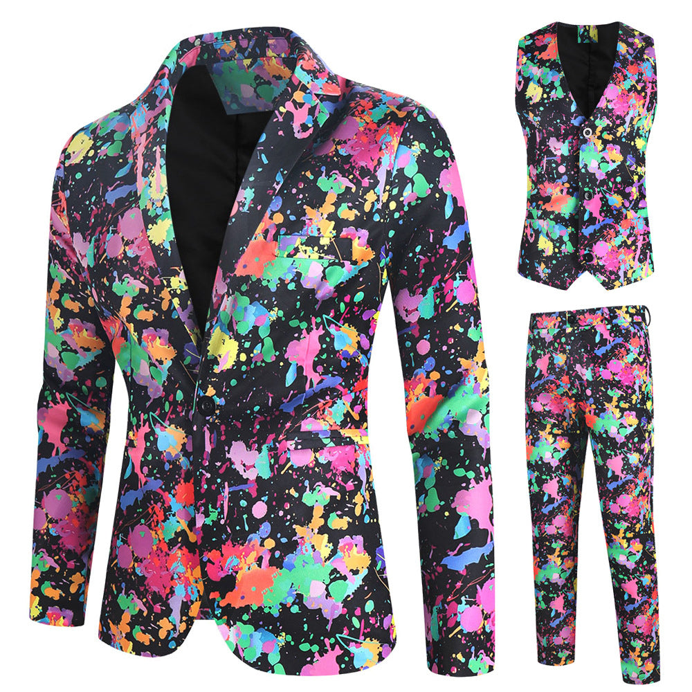 Men's 3-Piece Party Theme Black Suit