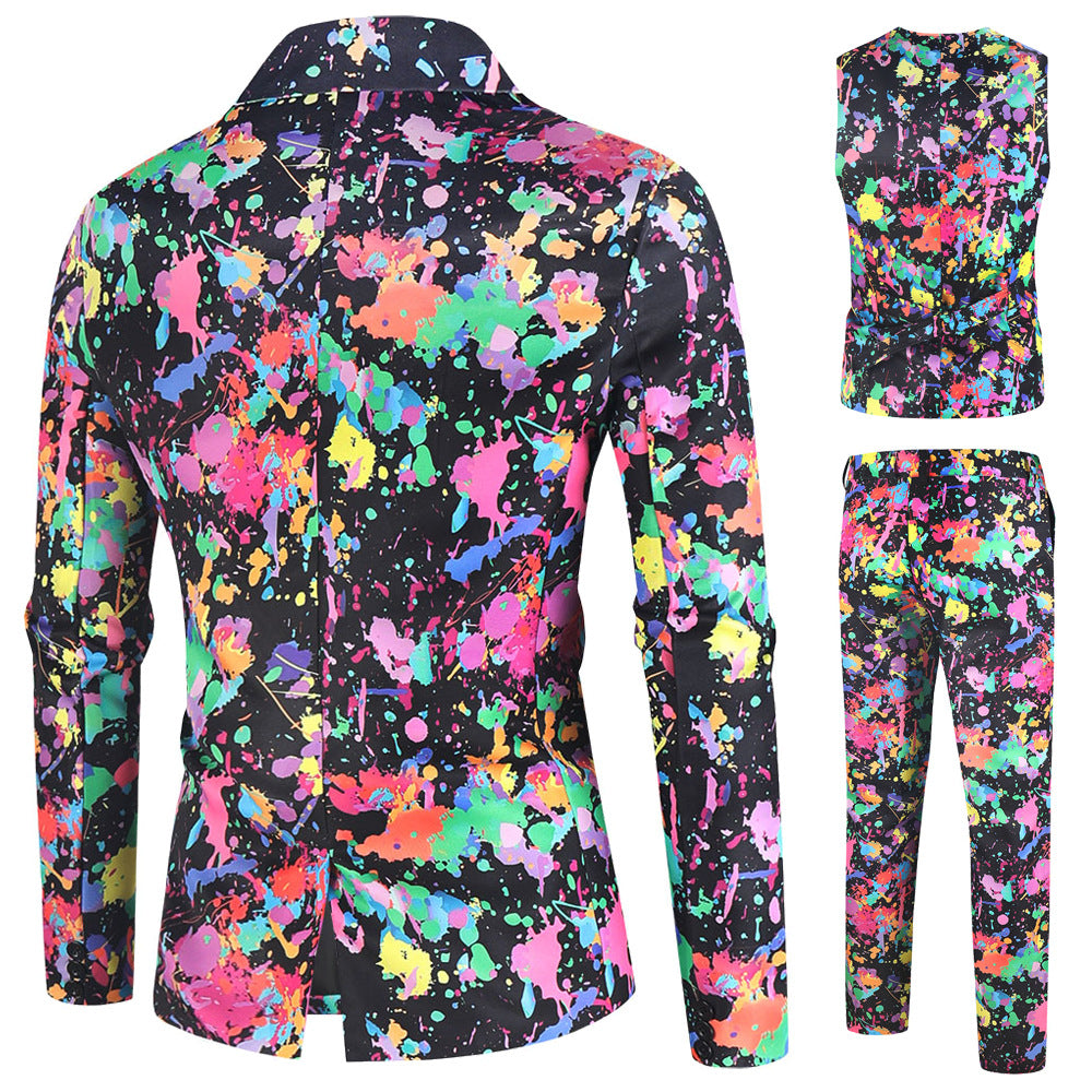 Men's 3-Piece Party Theme Black Suit