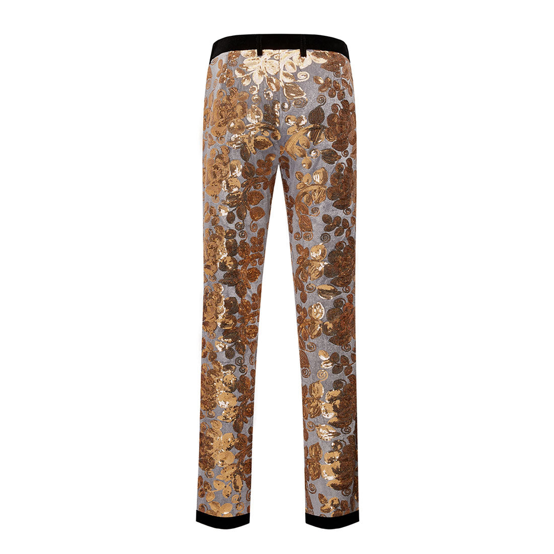 Men's Shiny Luxury Embroidery Pants Gold Gray