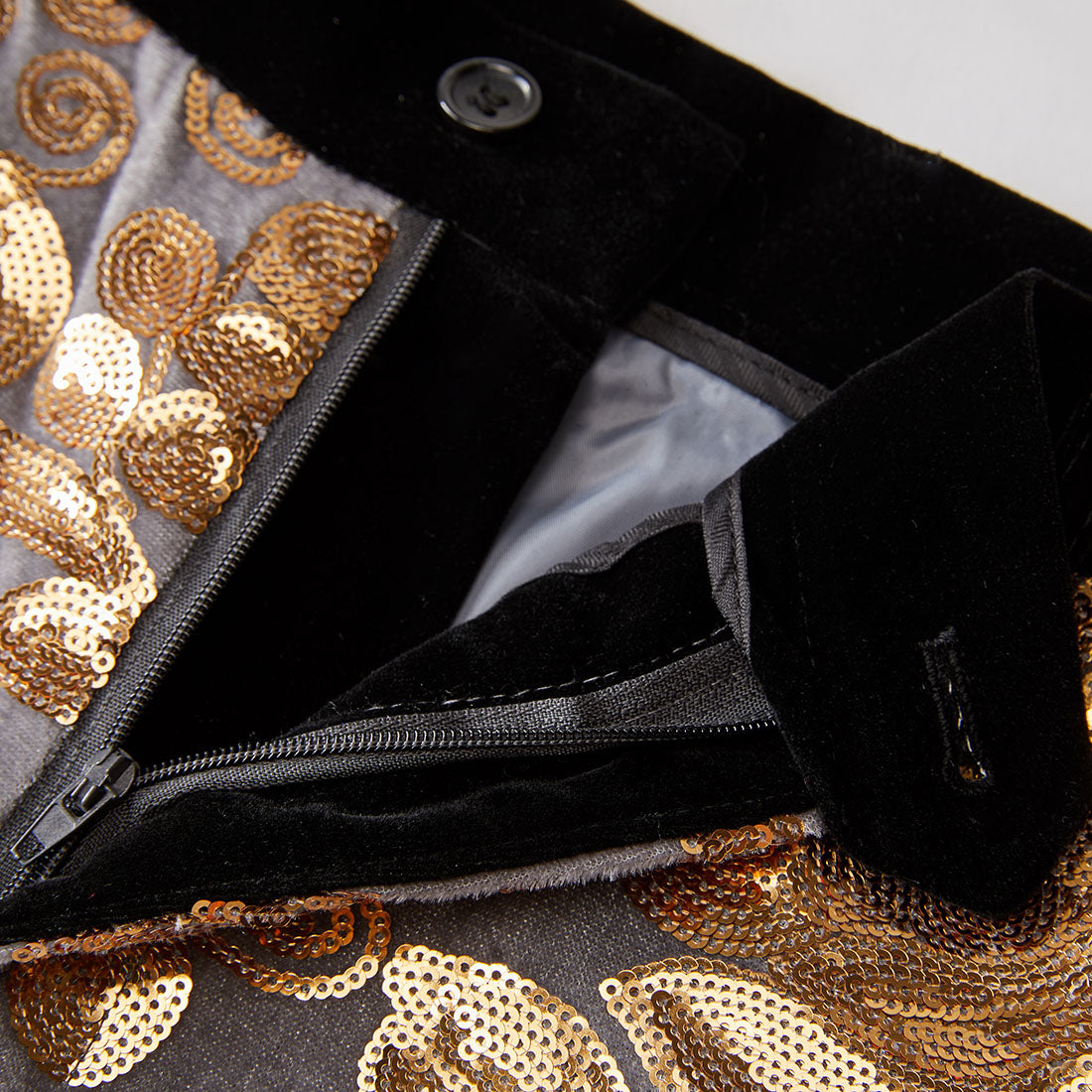 Men's Shiny Luxury Embroidery Pants Gold Gray