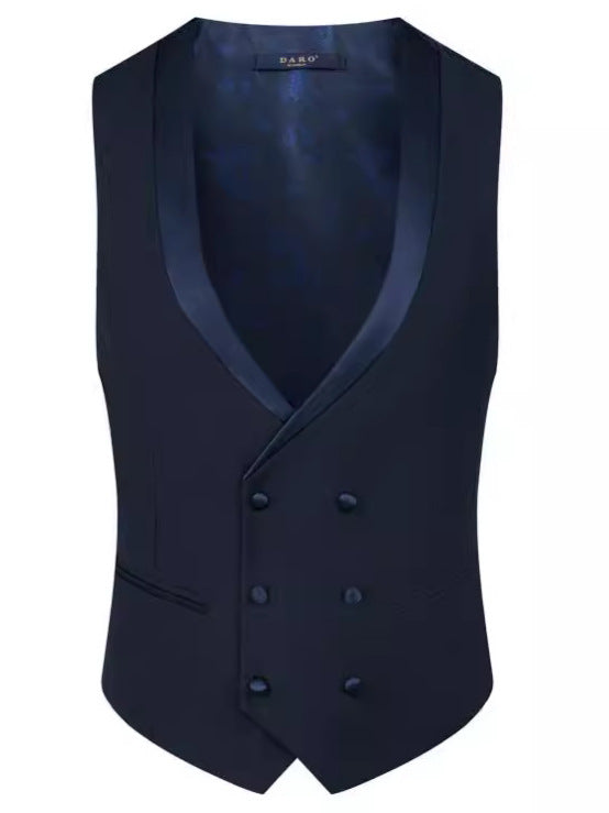 Men's 3-Piece Rhinestone Embellishments Wedding Dark Blue Tuxedo