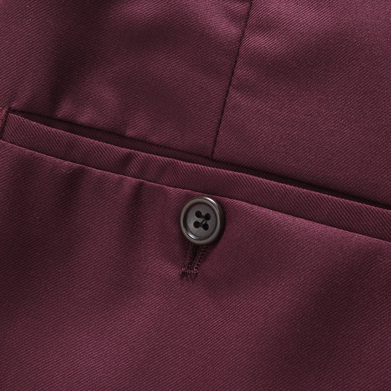 Men’s 3-Piece Double-breasted Classic Business Burgundy Suit