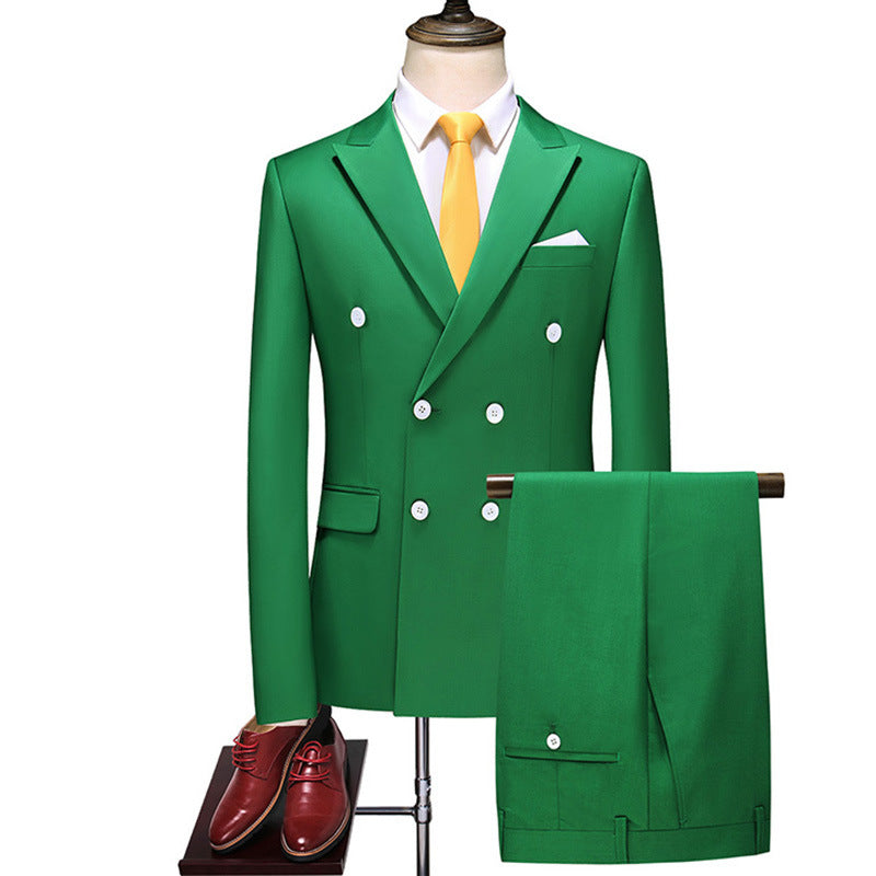 Men’s 3-Piece Double-breasted Classic Green Suit