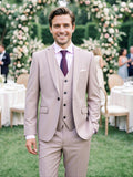 Men's 3-piece slim fit suit set - single button sports jacket, vest, and pants, men's modern formal wedding ball dress