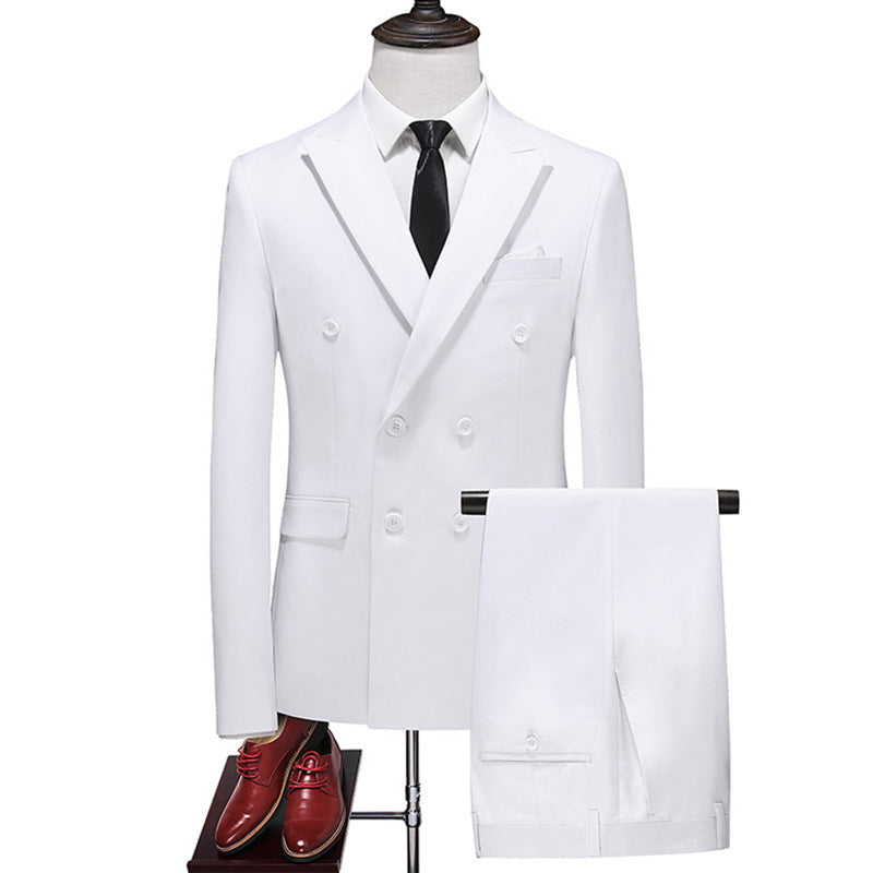 Men’s 3-Piece Classic Double-breasted White Business Suit