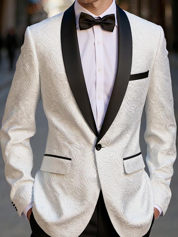 Men's Butterfly Floral Jacquard Jacket, Shawl Collar, Slim Fit Suit , Perfect for Weddings, Parties, Balls, Multiple Colors Available