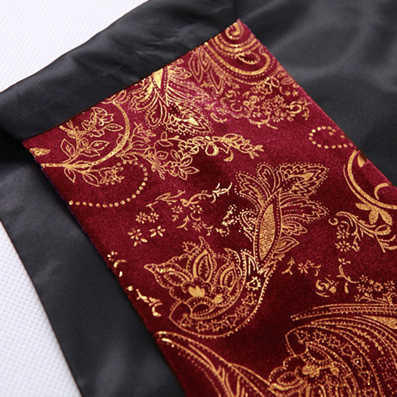 Men's Metallic Printed Vest Red-Gold