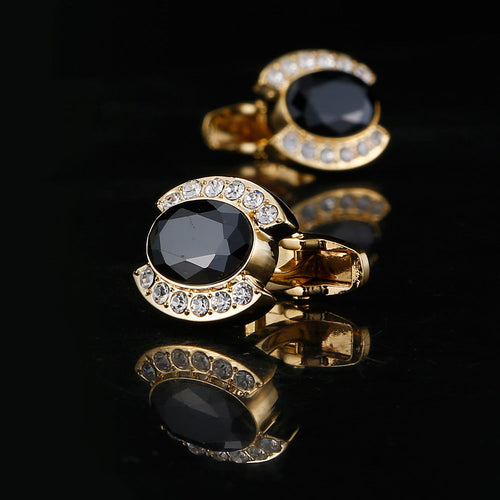 Black Diamond Gold French Full Diamond Craft Cufflinks