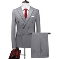 Men’s 3-Piece Double-breasted Classic Business Gray Suit