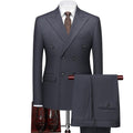 Men's 2-Piece Slim Fit Double-Breasted Gray Suit