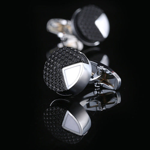Metal Brass French Black Pattern Cufflinks