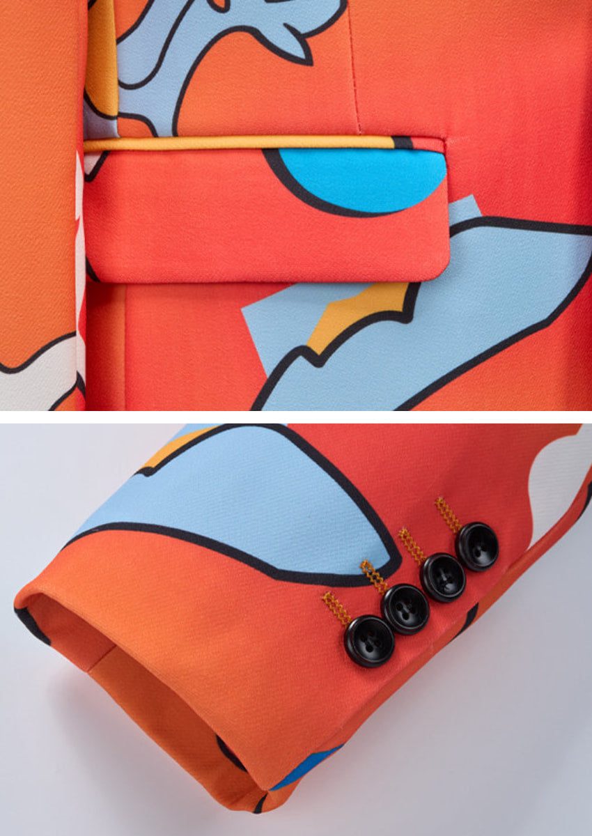 Men’s Abstract Graffiti Two-Piece Orange Suit