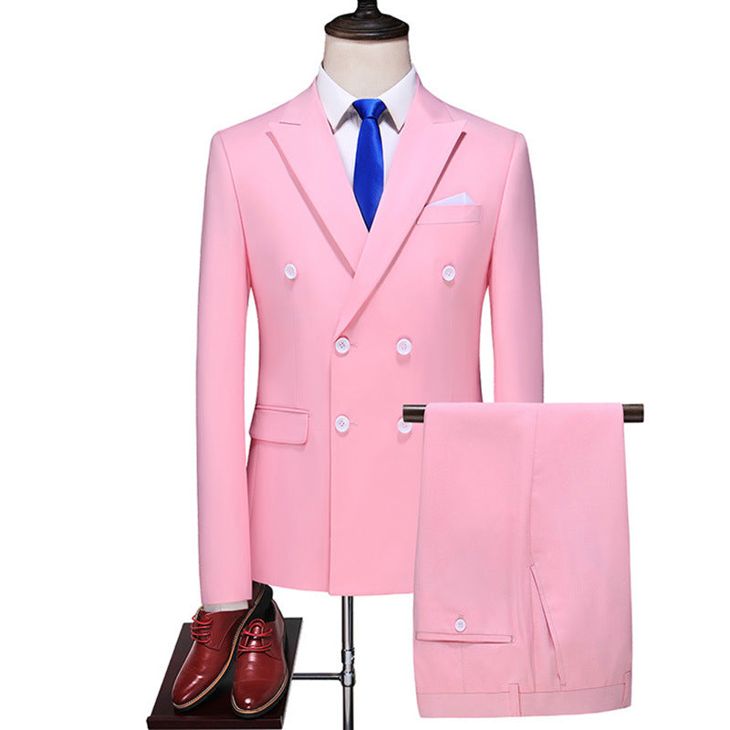 Men’s 3-Piece Double-breasted Classic Pink Suit