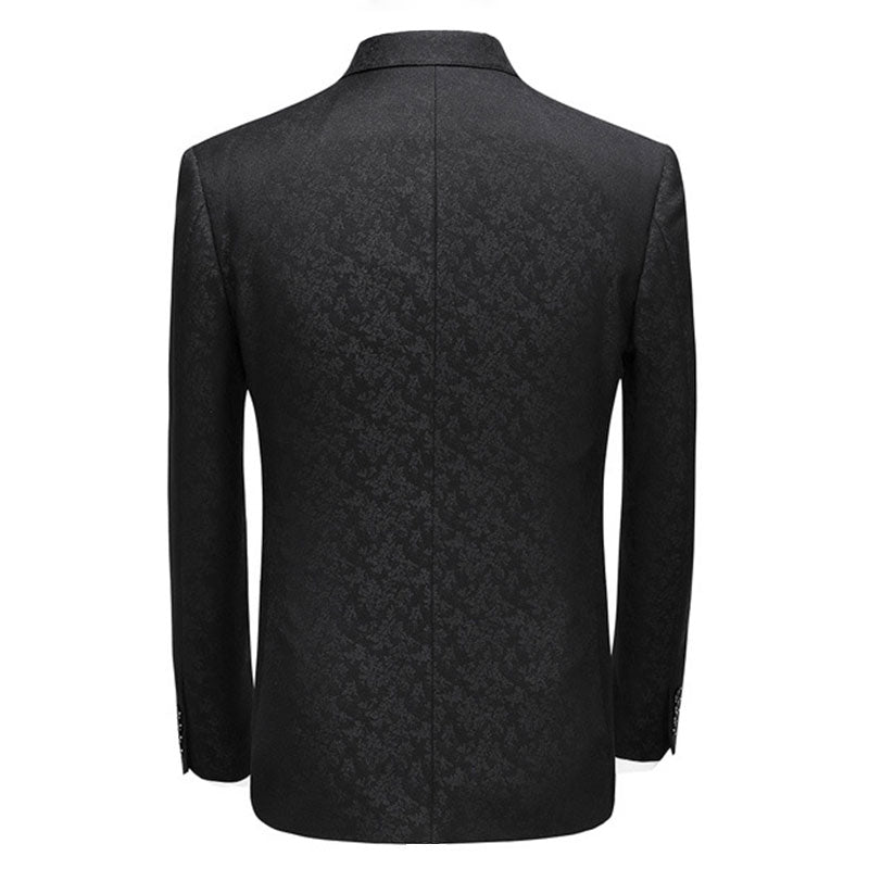Men's 3-Piece Suits Floral Printed Two Button Black