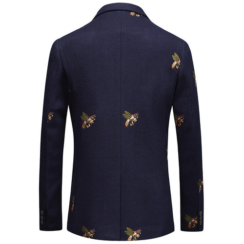 Men's Flying Bee Embroidery Navy Blue Tuxedo