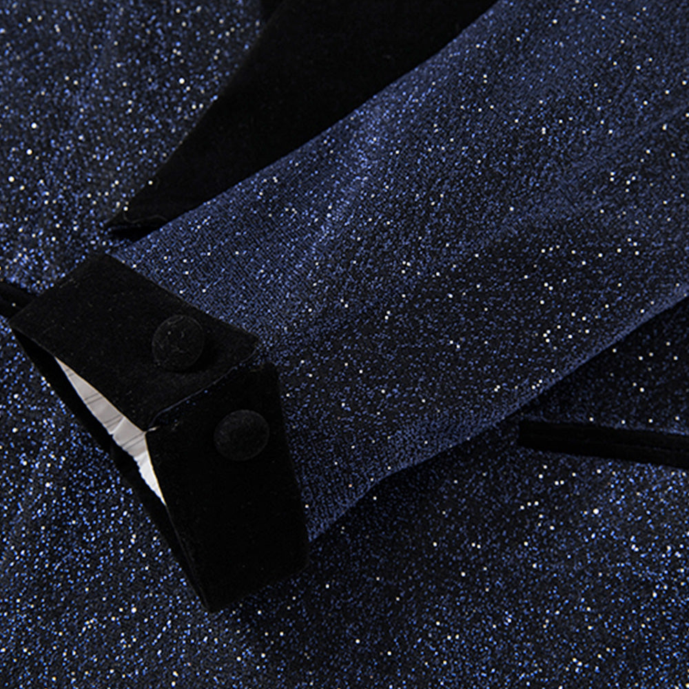 Men's 2-Piece Starry Navy Blue Smoking Suit
