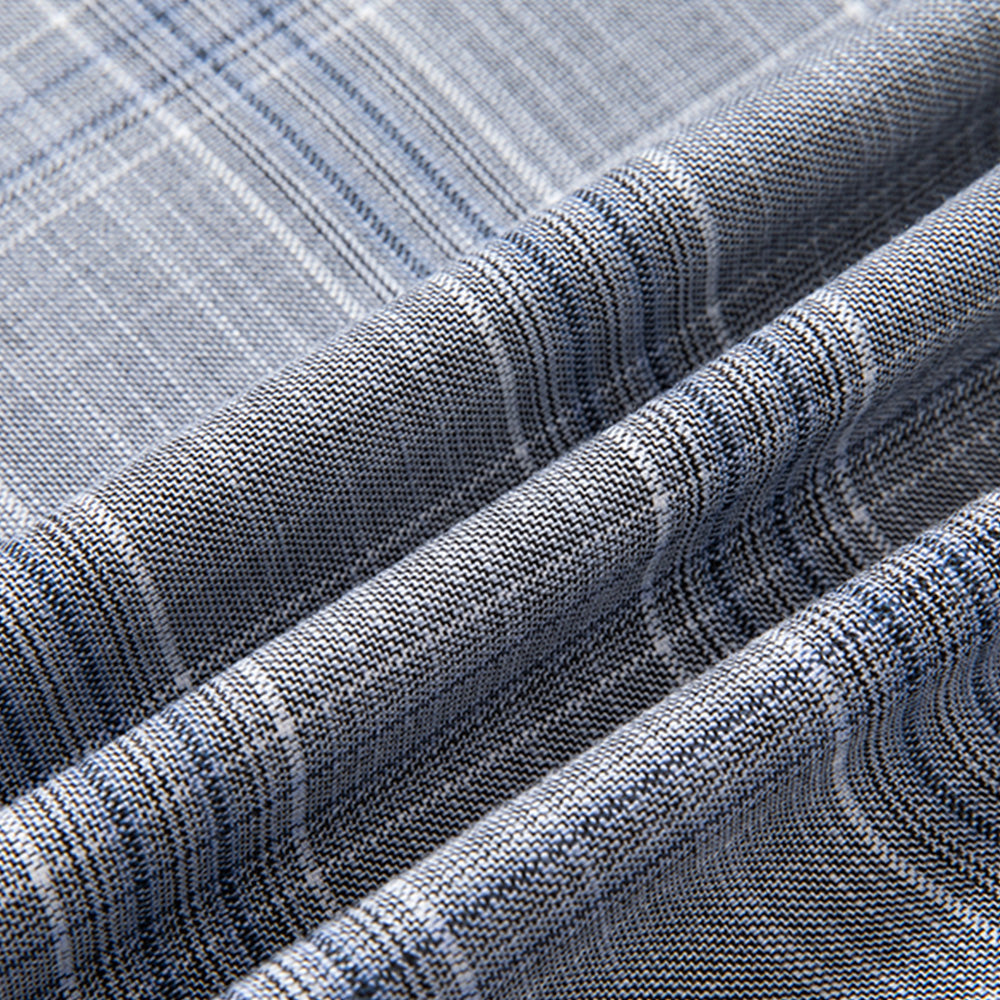 Men's 3-Piece One Button Fashionable Plaid Grayish Blue Suit
