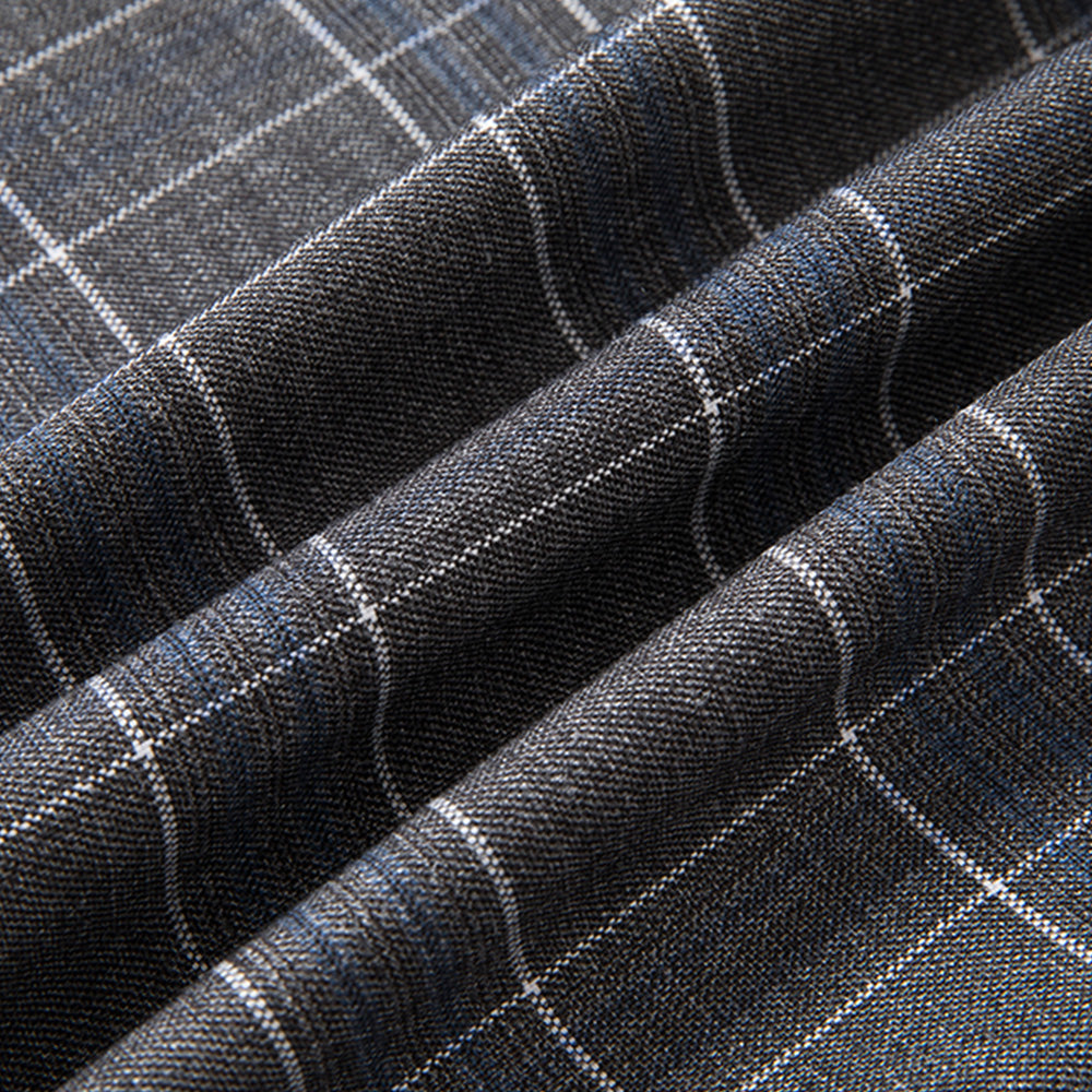 Men's 3-Piece One Button Fashionable Plaid Gray Suit