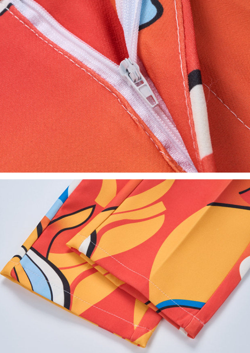 Men’s Abstract Graffiti Two-Piece Orange Suit