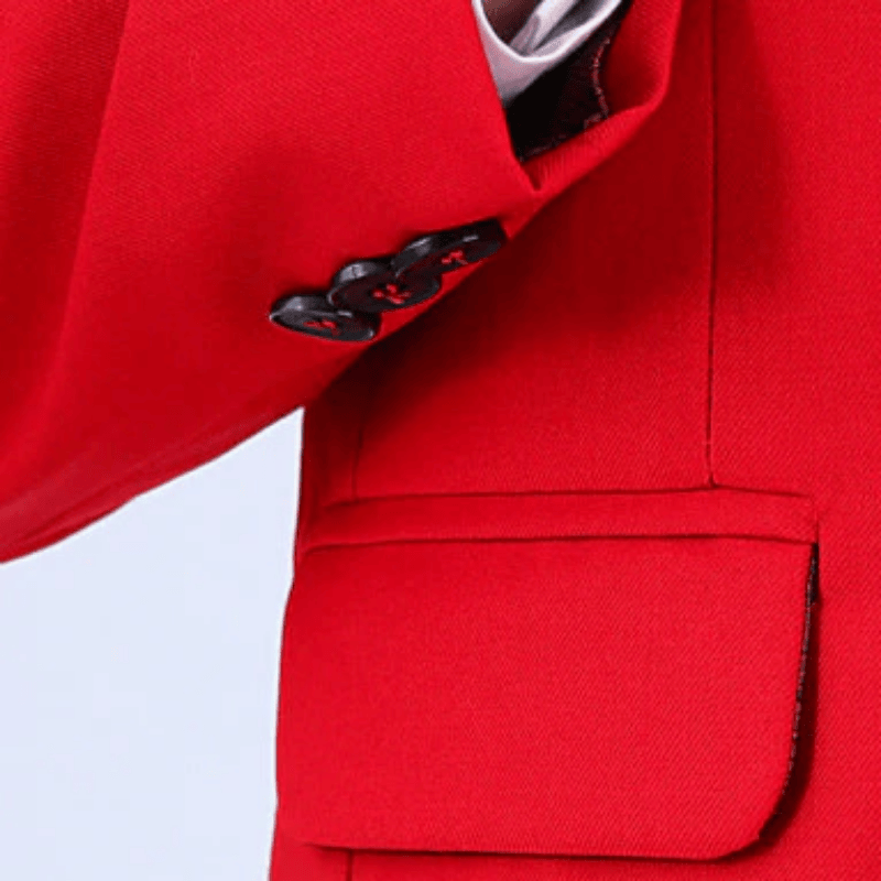 Boy's 3-Piece Notched Lapel Sylish Red Suit