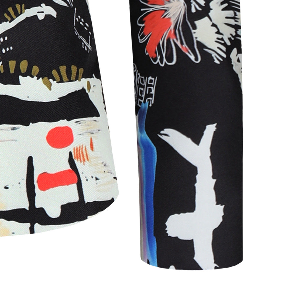 Men's 3-Piece Fashion Portrait Graffiti Print Casual Suit