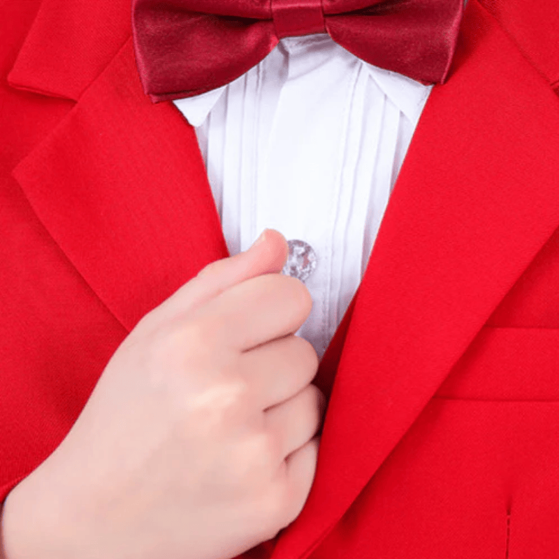 Boy's 3-Piece Notched Lapel Sylish Red Suit