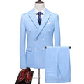 Men’s 3-Piece Double-breasted Classic Light Blue Suit