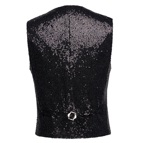 Men's Sequin Fashion Vest Black