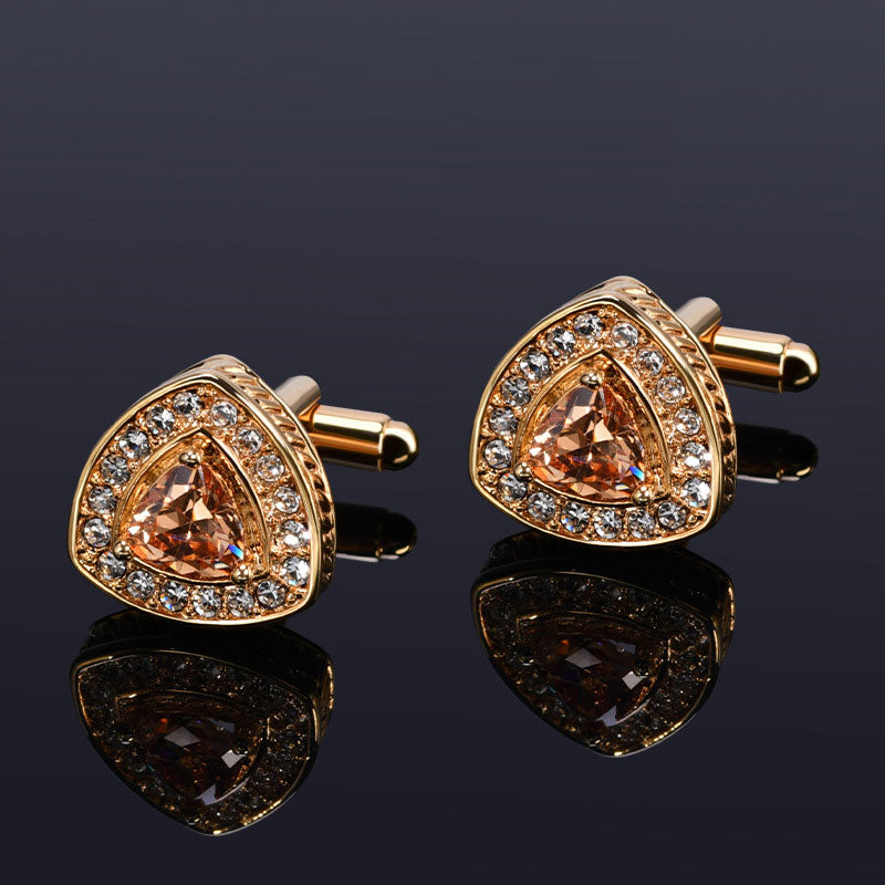 Triangular Gold and Diamond Cufflinks