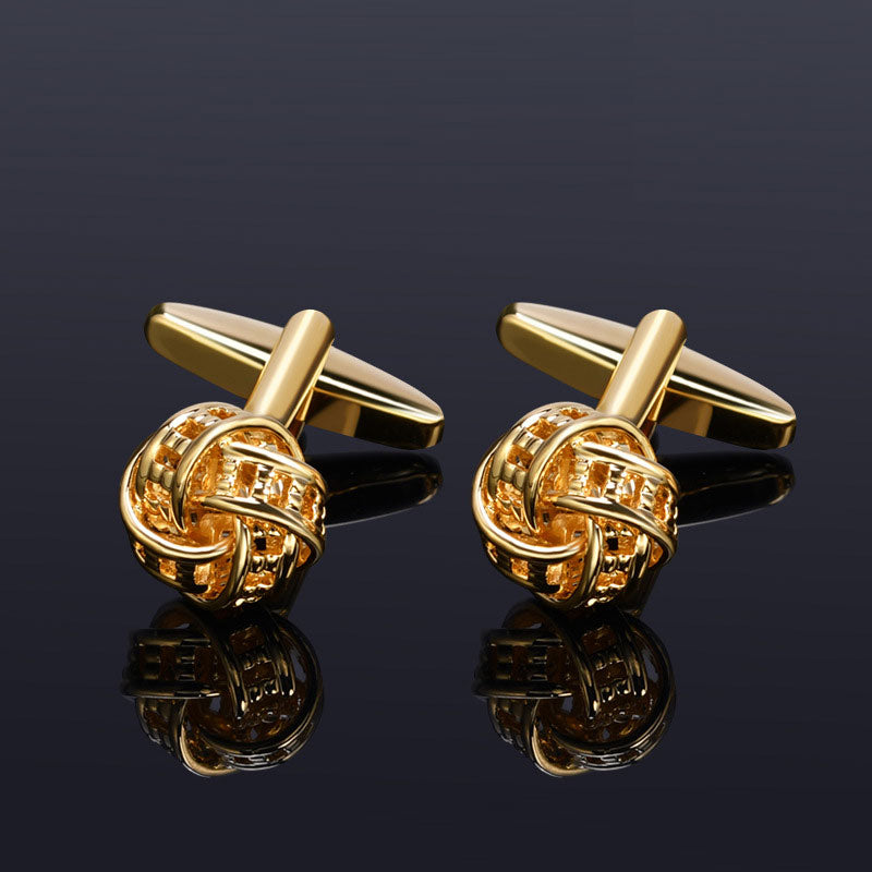 Diamond-set Metal Knotted Cufflinks
