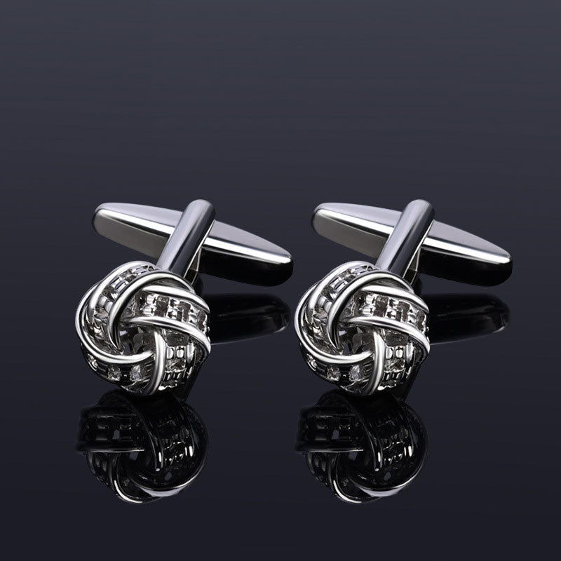 Diamond-set Metal Knotted Cufflinks